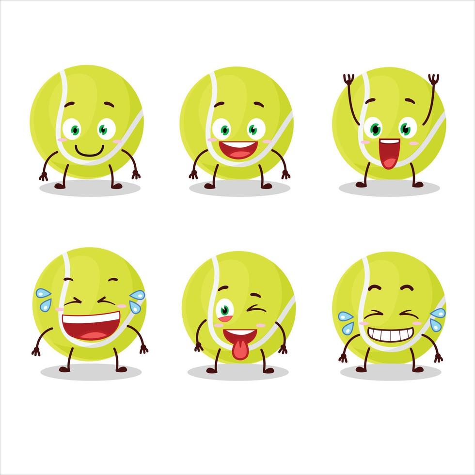 dibujos animados personaje de tenis pelota con sonrisa expresión vector