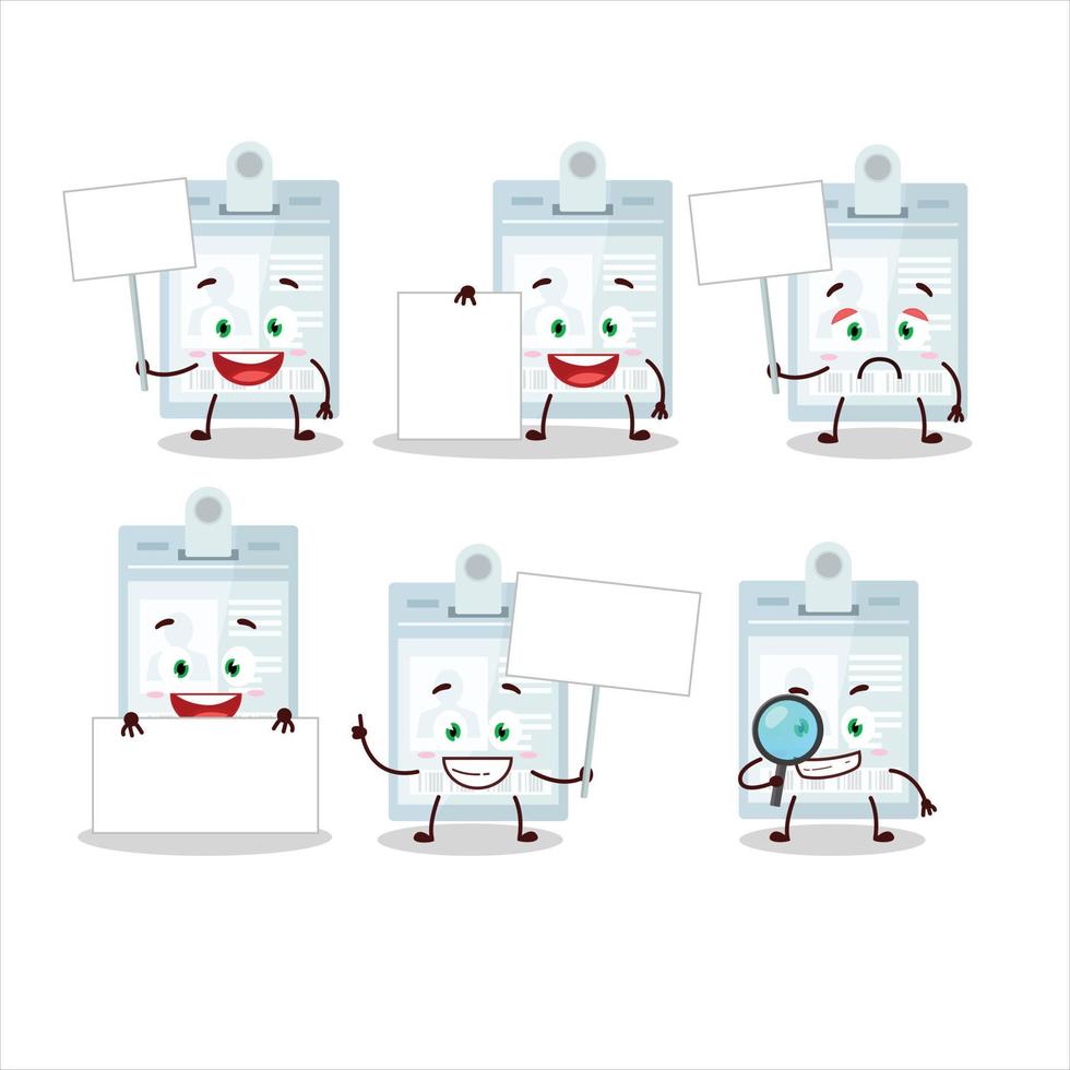 ID card cartoon character bring information board vector