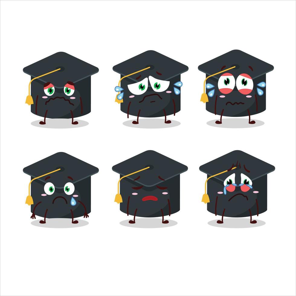 College hat cartoon character with sad expression vector