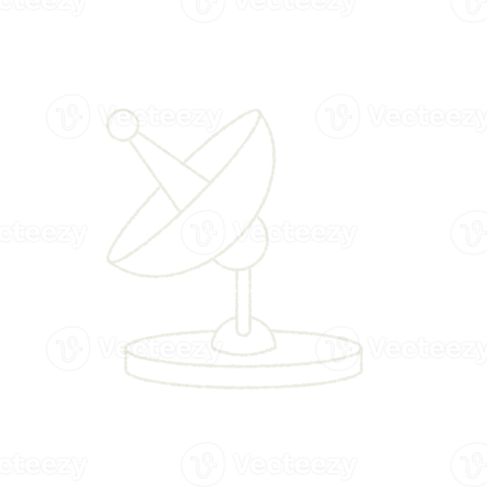 satélite plato en blanco tiza dibujo estilo en transparente png archivo.