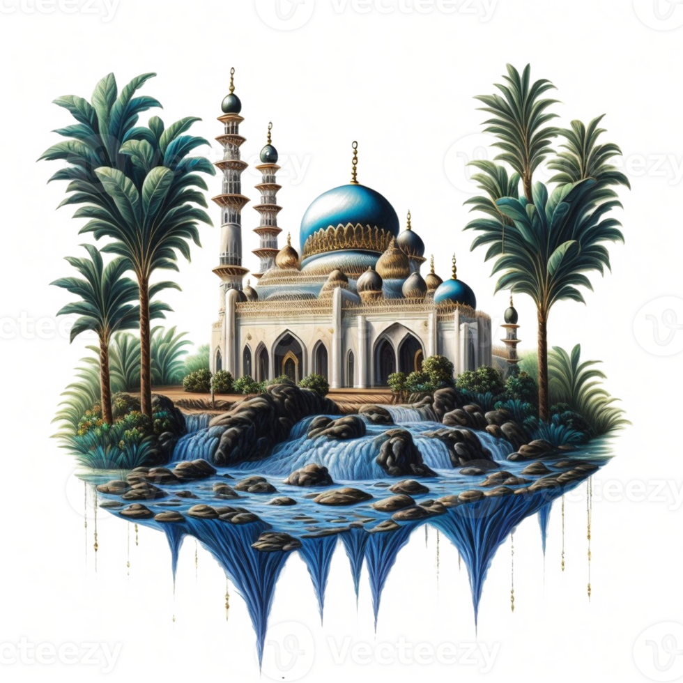 Watercolor painting of a mosque png