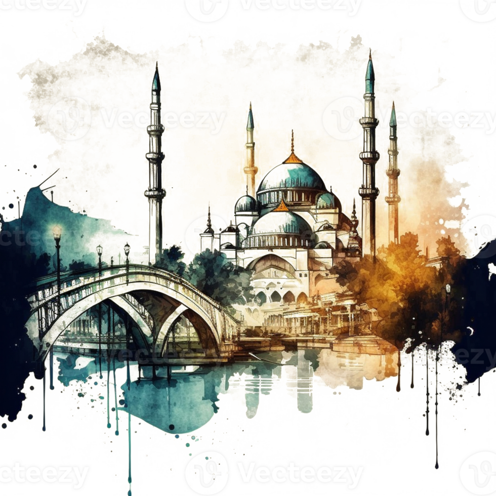 Aquarell Gemälde von ein Moschee png