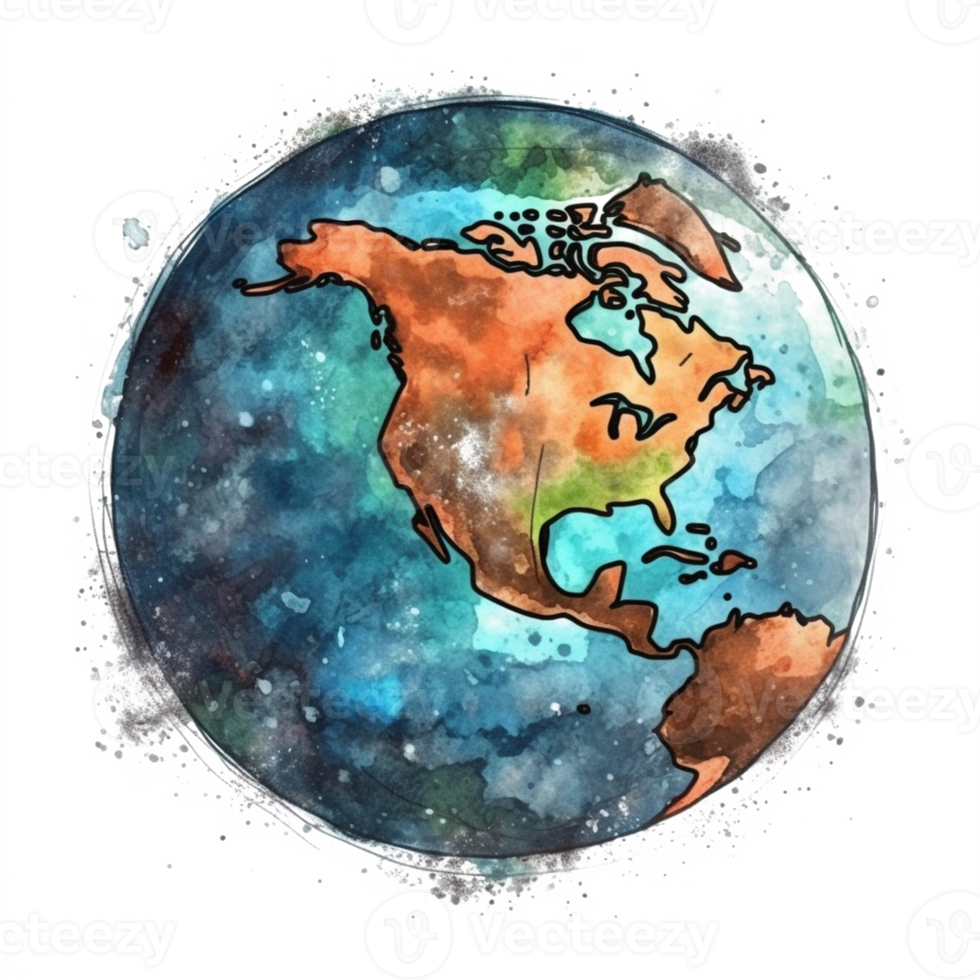 watercolor painting about Earth Day png