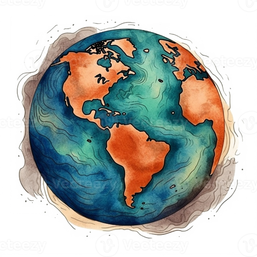watercolor painting about Earth Day png