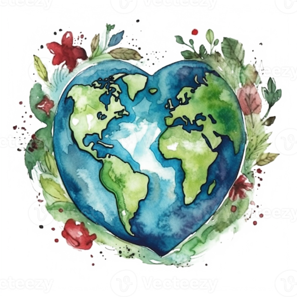 watercolor painting about Earth Day png