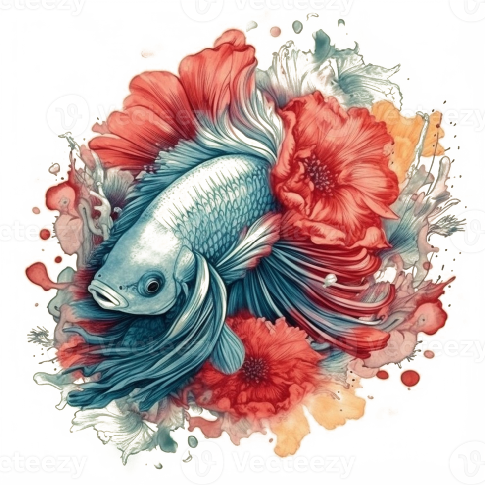 acuarela pintura de Betta pescado png