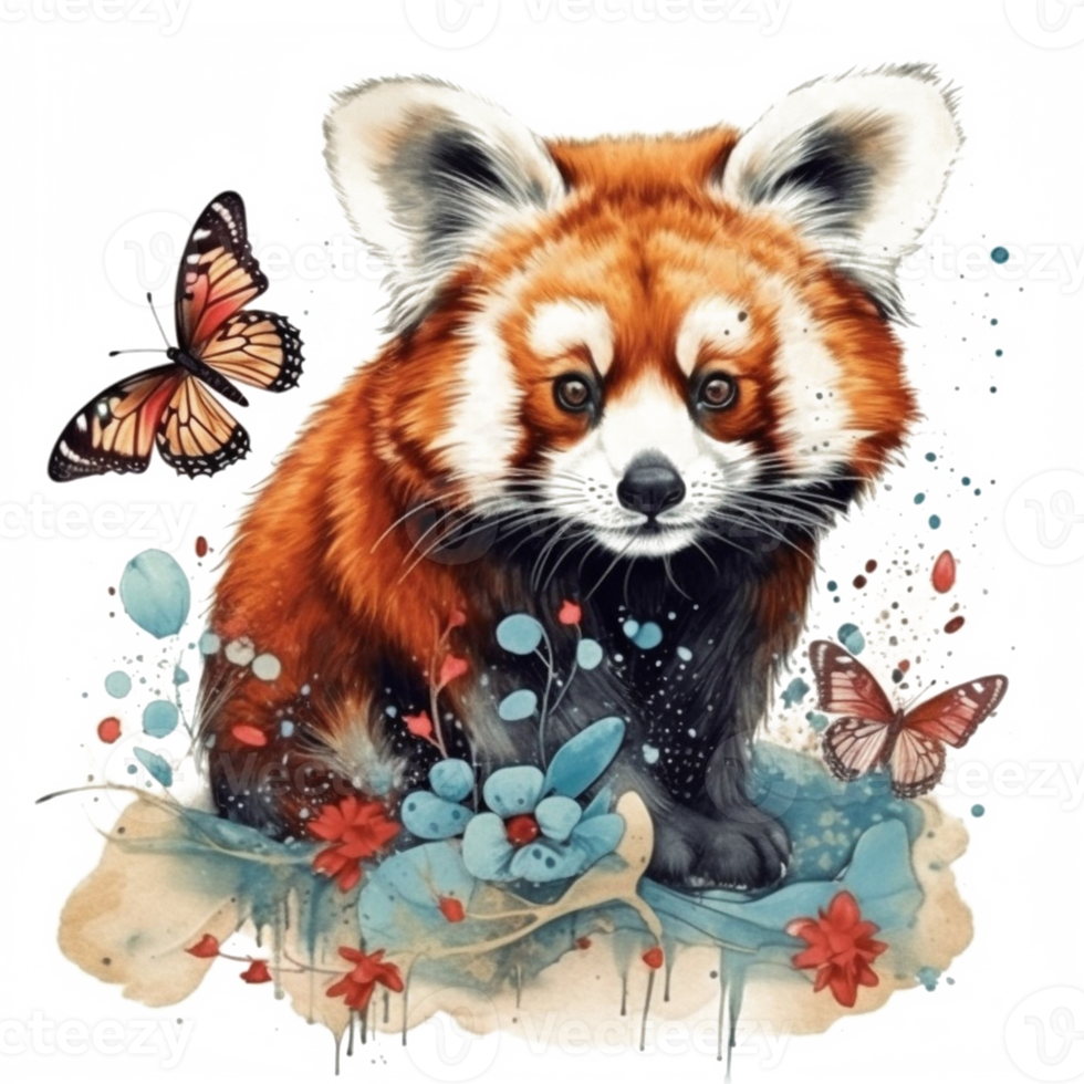 acquerello pittura di un' rosso panda png