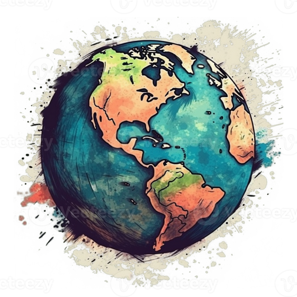 watercolor painting about Earth Day png