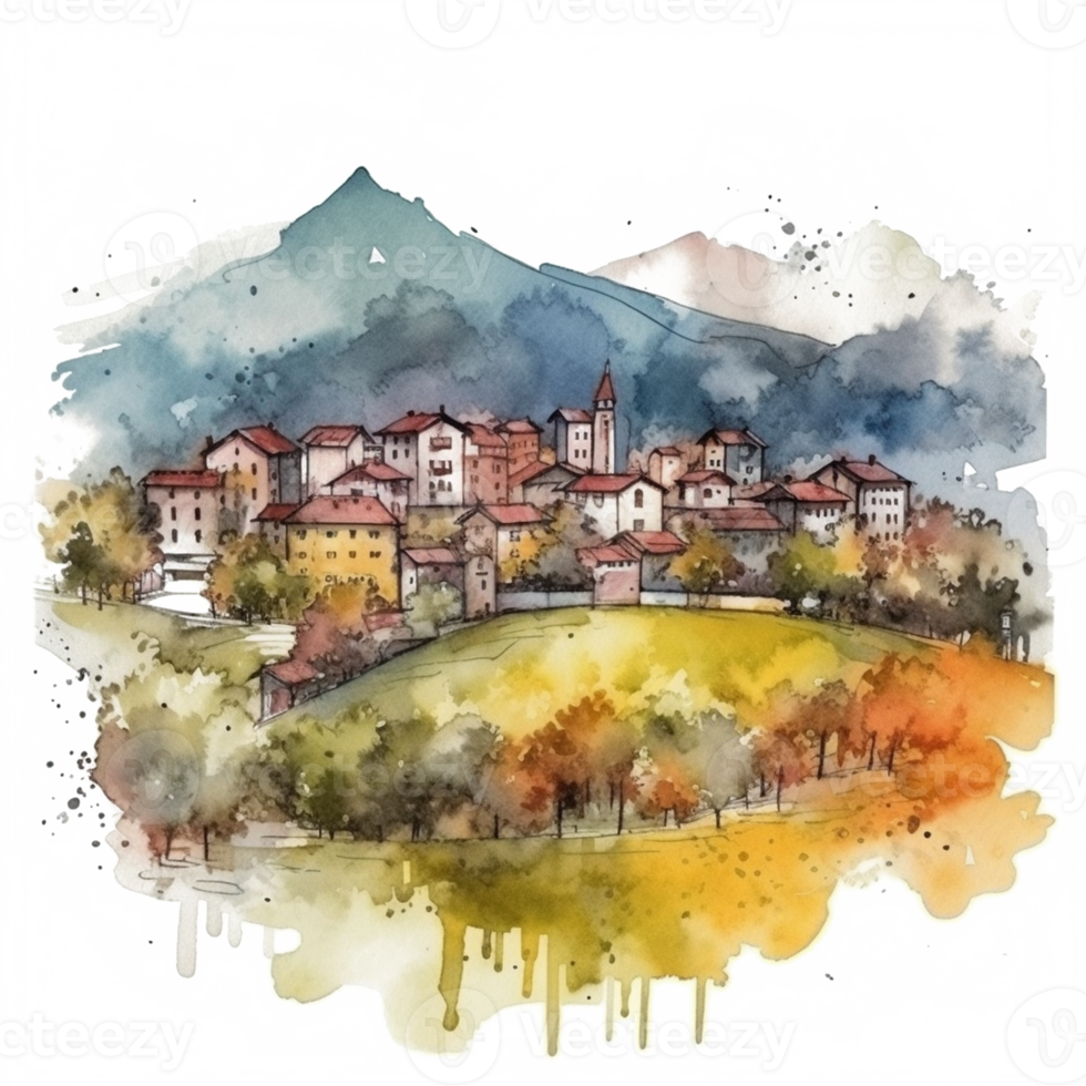 Aquarell Gemälde von Berge png