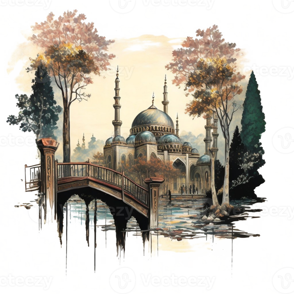 Aquarell Gemälde von ein Moschee png