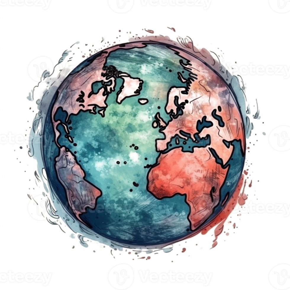 watercolor painting about Earth Day png