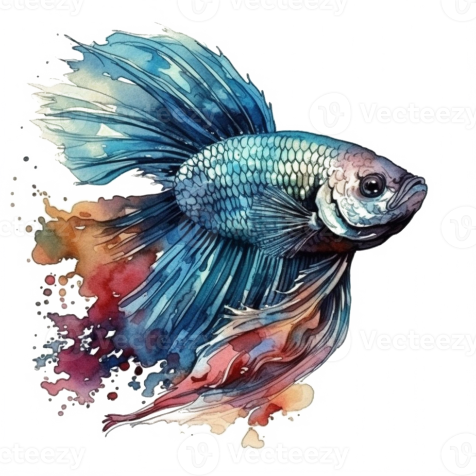 Watercolor painting of betta fish png