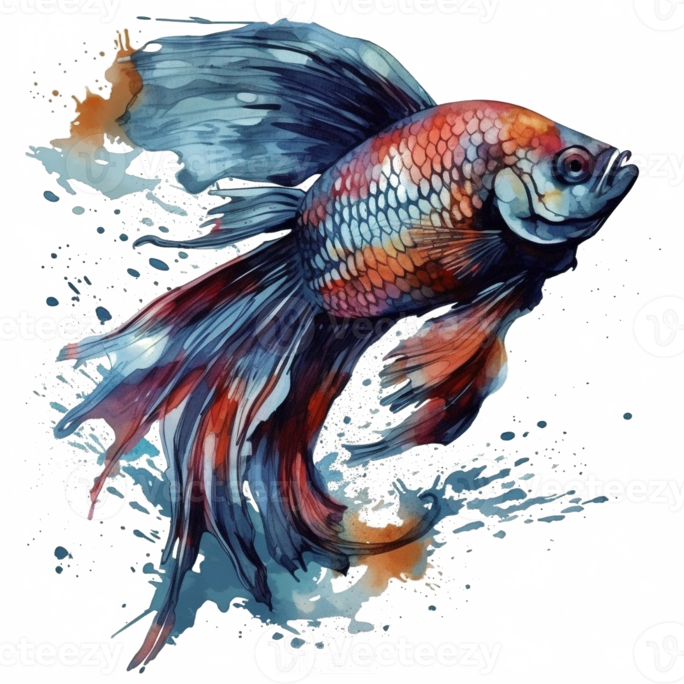 Aquarell Gemälde von Betta Fisch png