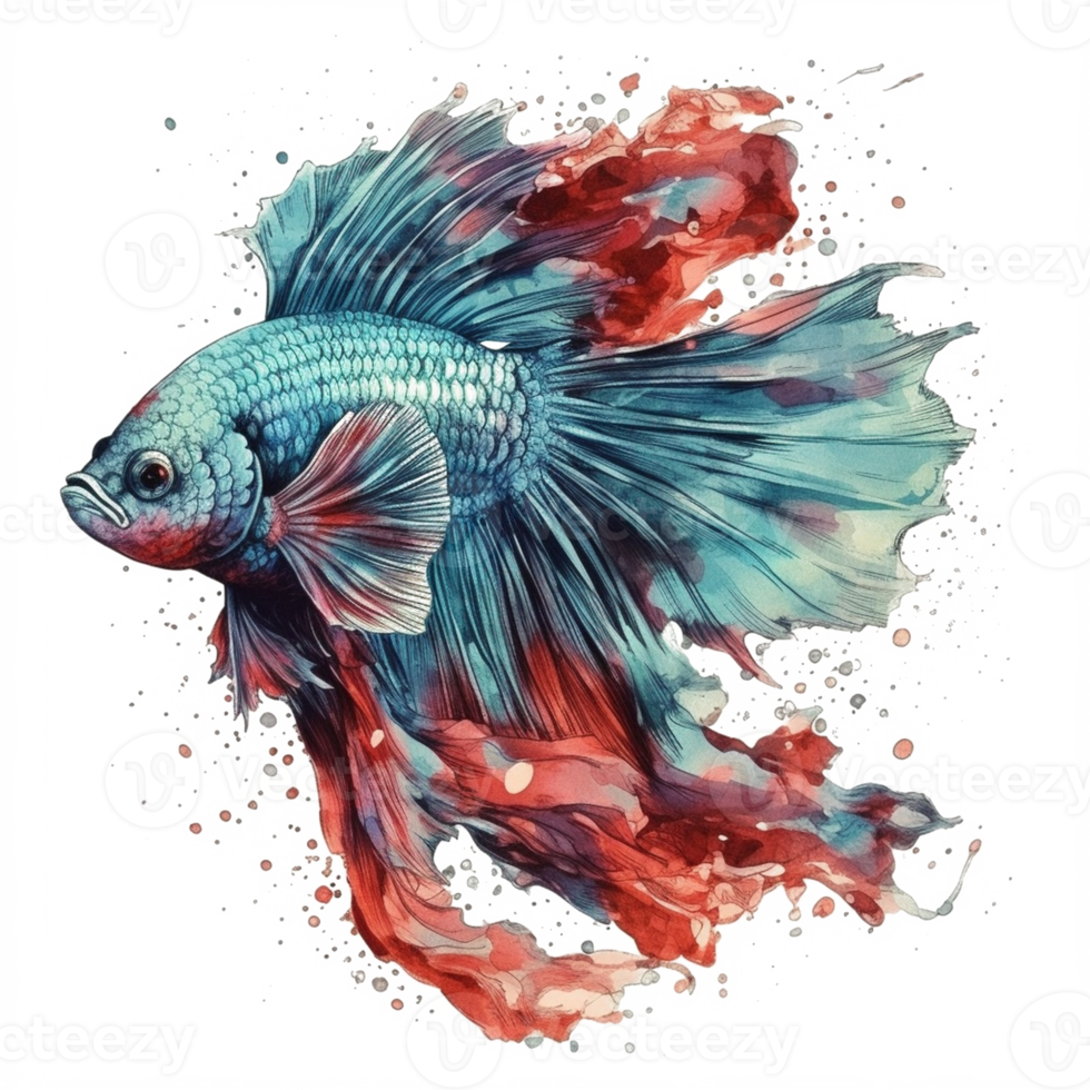 Watercolor painting of betta fish png