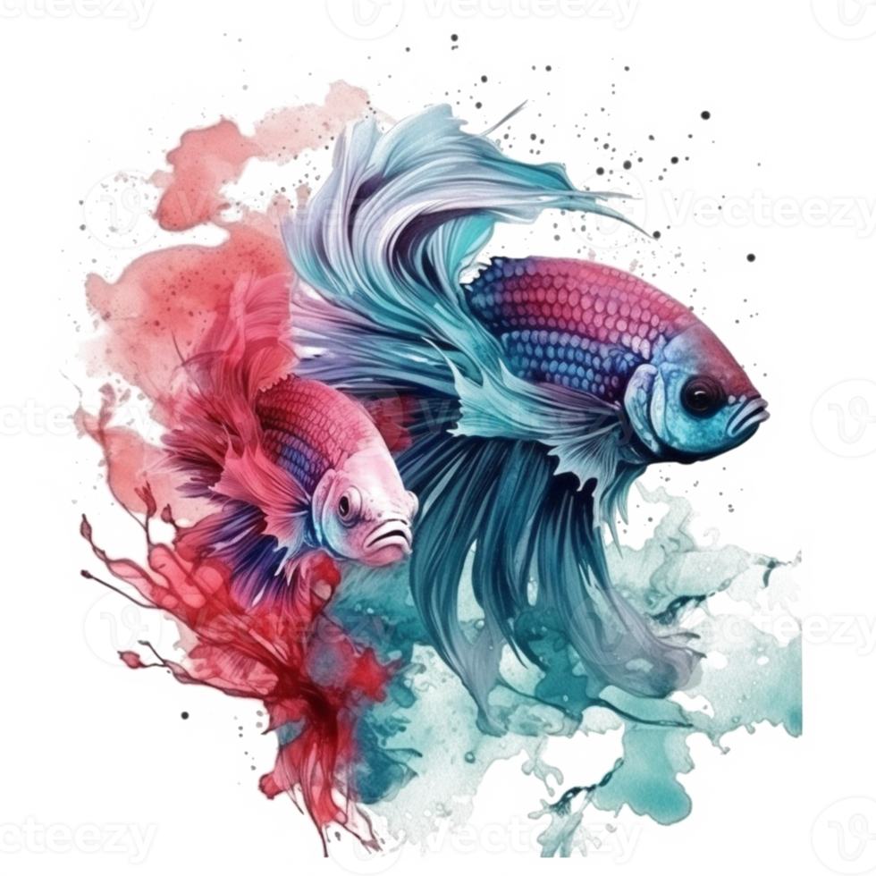 Watercolor painting of betta fish png