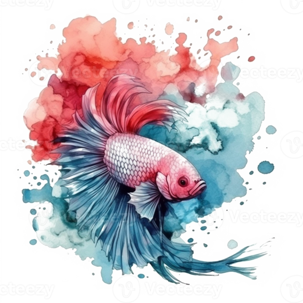 Aquarell Gemälde von Betta Fisch png