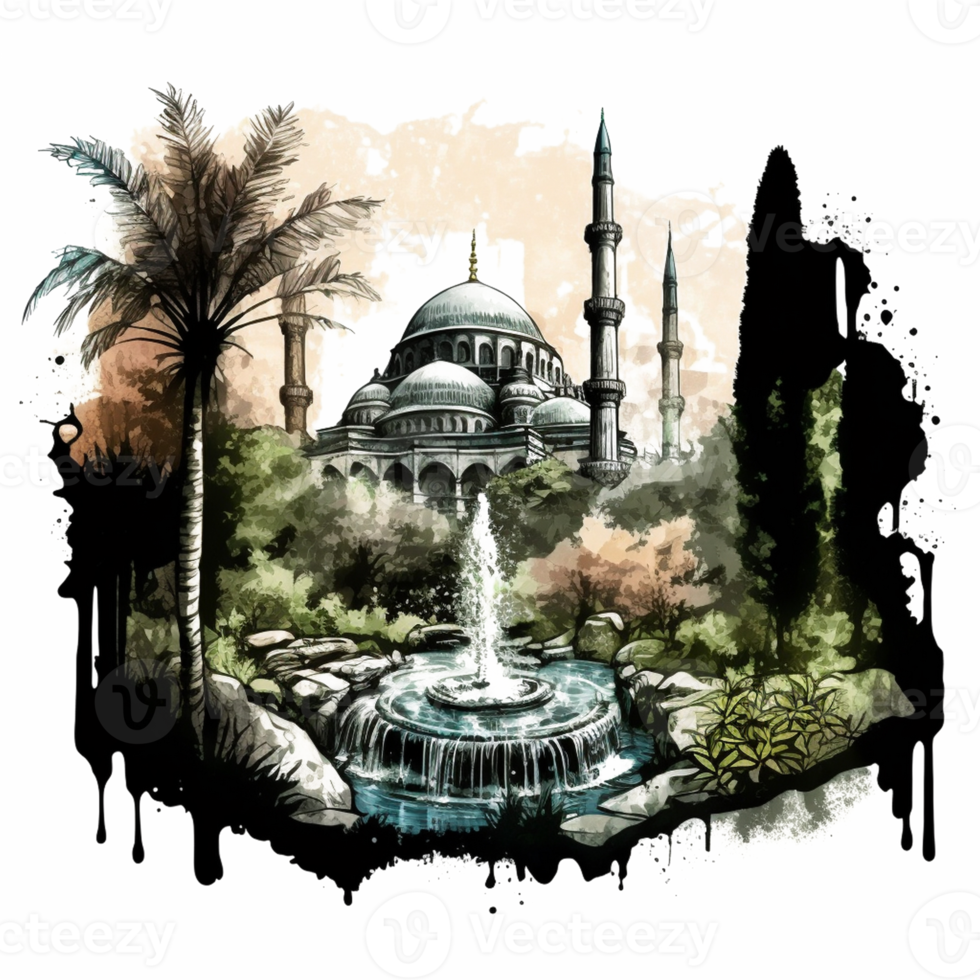 Aquarell Gemälde von ein Moschee png