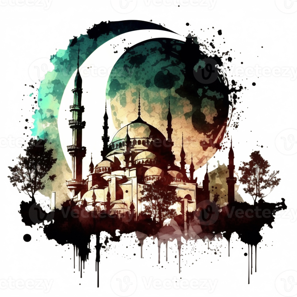 Aquarell Gemälde von ein Moschee png