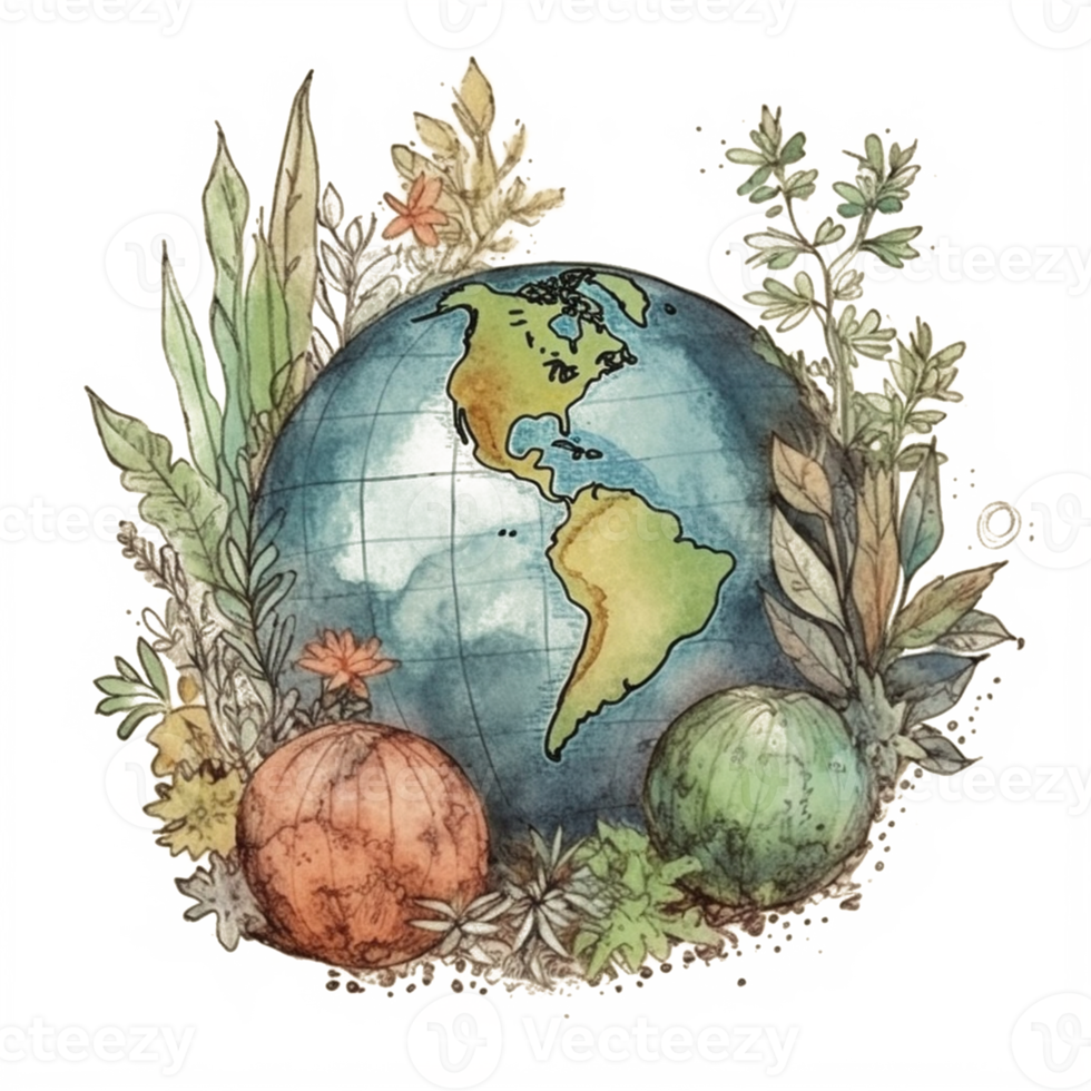 watercolor painting about Earth Day png