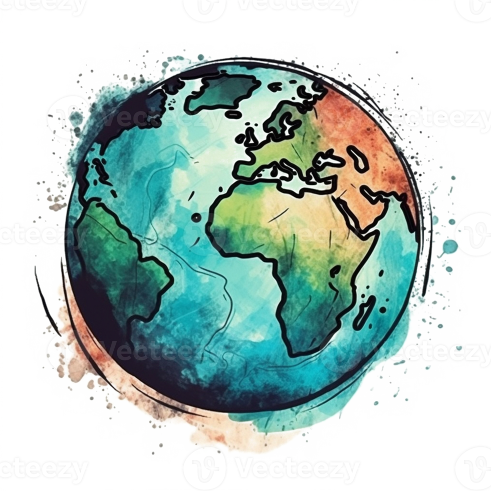 watercolor painting about Earth Day png