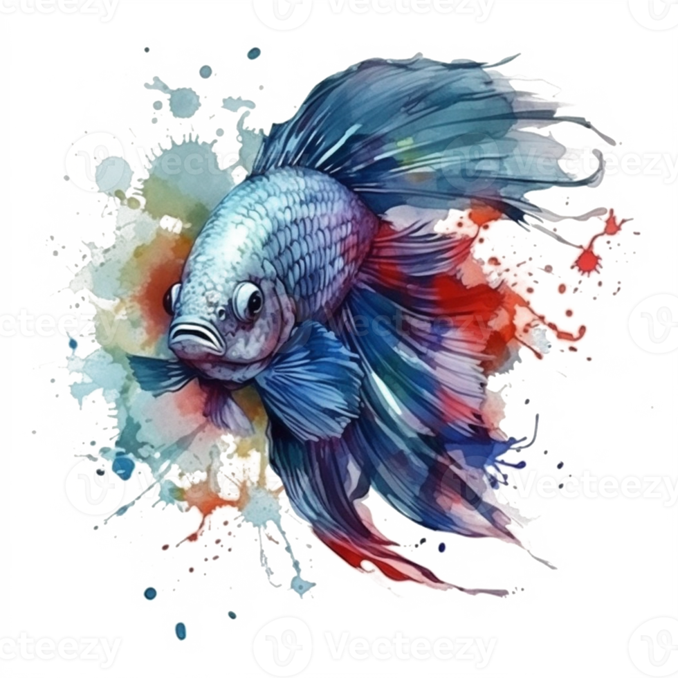 Aquarell Gemälde von Betta Fisch png