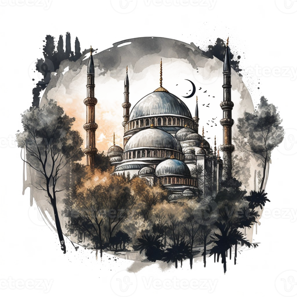 Aquarell Gemälde von ein Moschee png