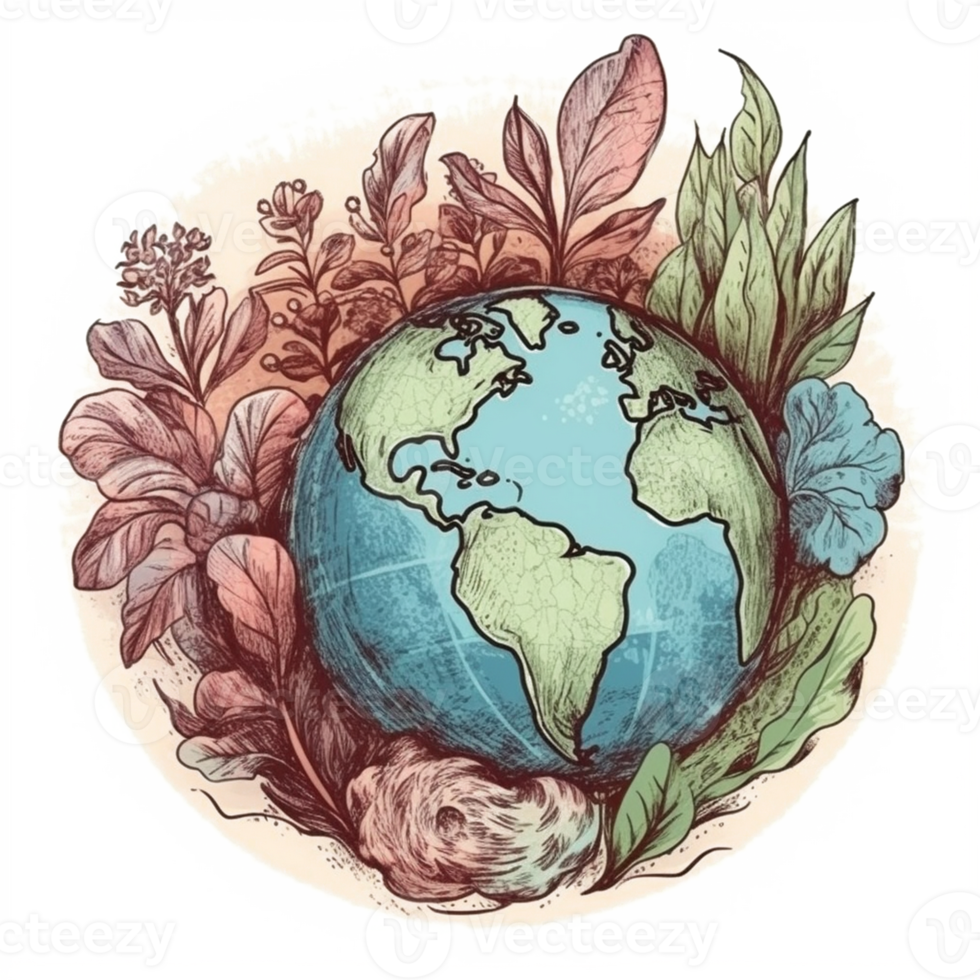 watercolor painting about Earth Day png