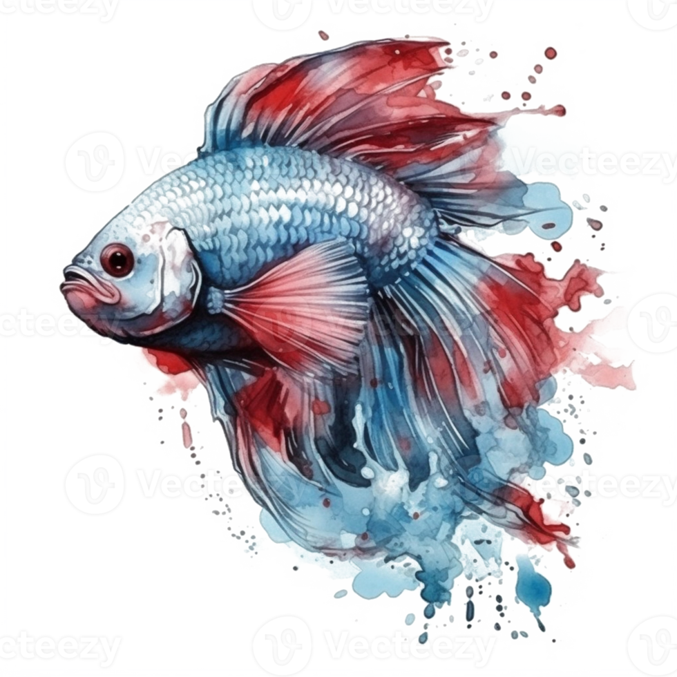 Watercolor painting of betta fish png