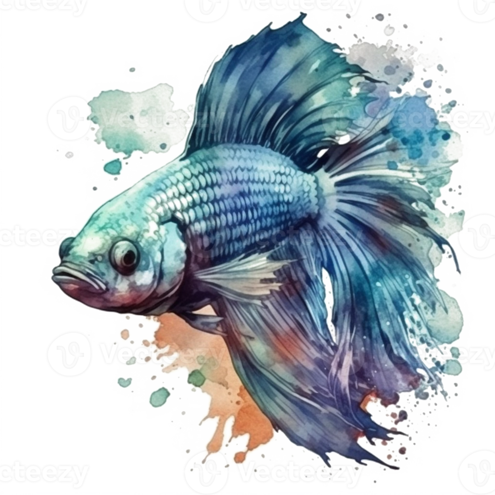 Aquarell Gemälde von Betta Fisch png