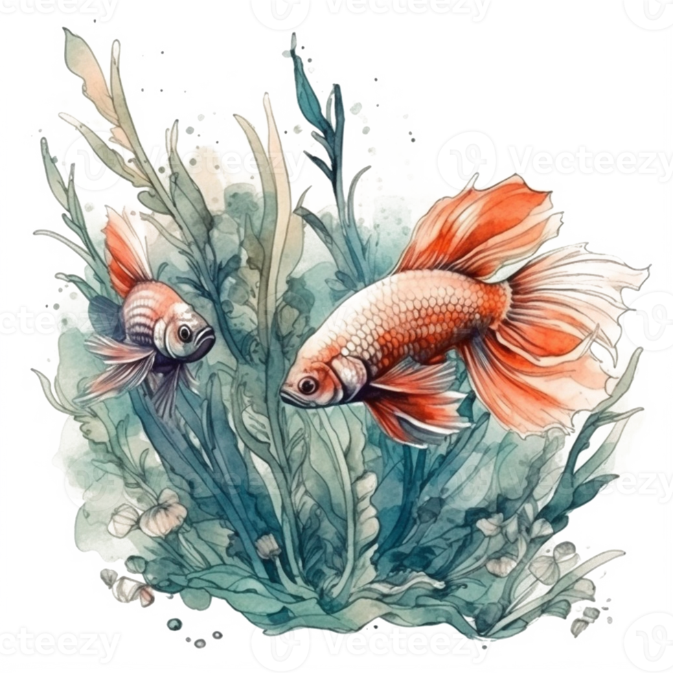 acuarela pintura de Betta pescado png