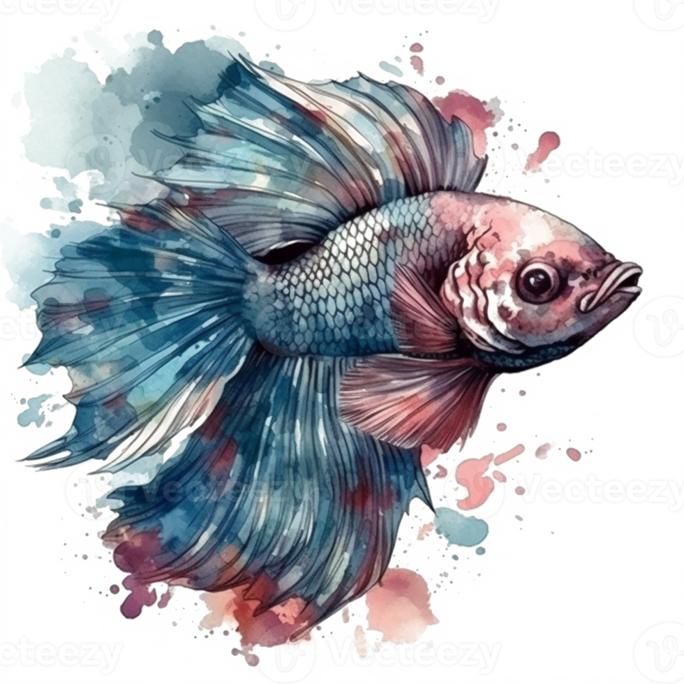 Watercolor painting of betta fish png