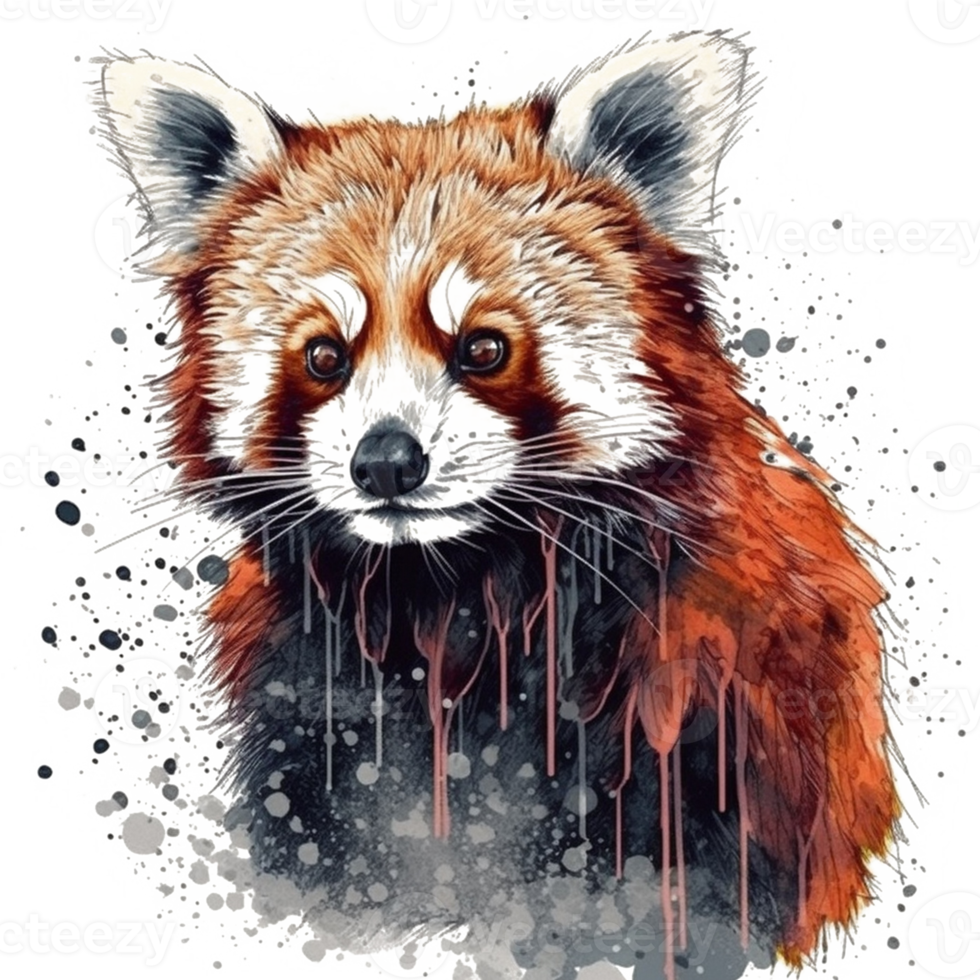 Watercolor painting of a red panda png
