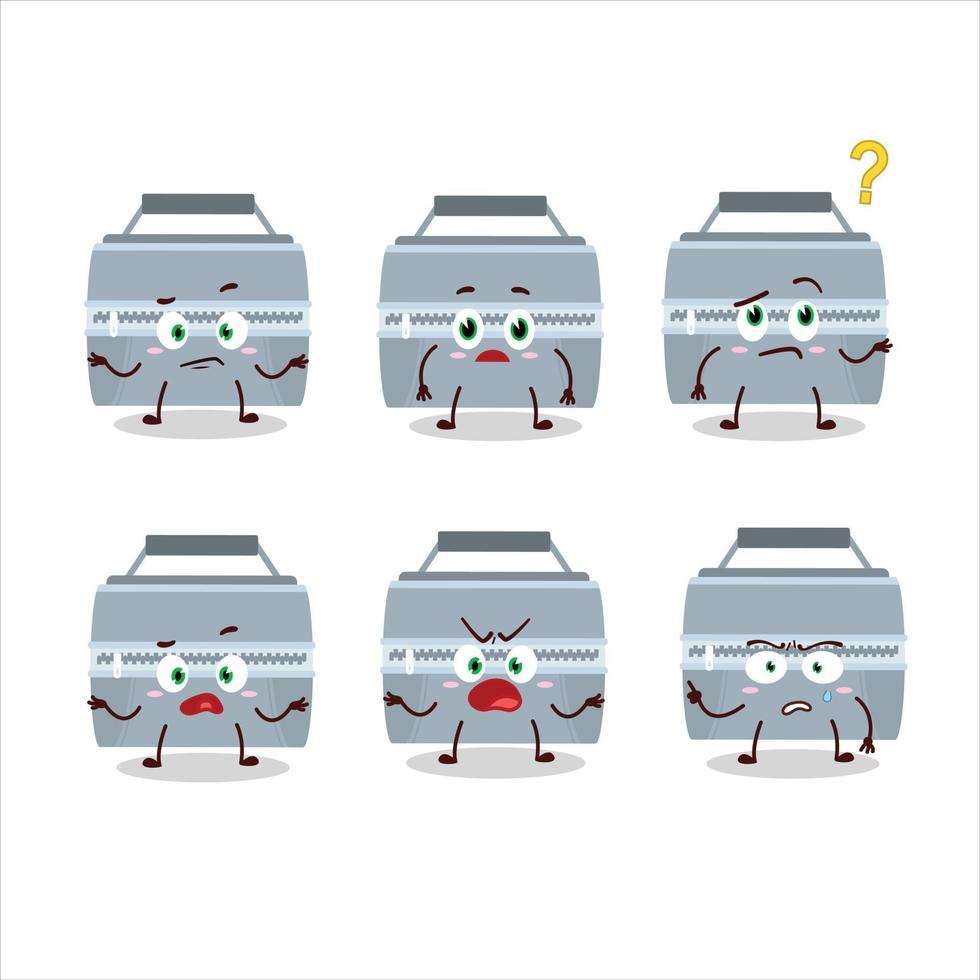 Cartoon character of grey lunch box with what expression vector