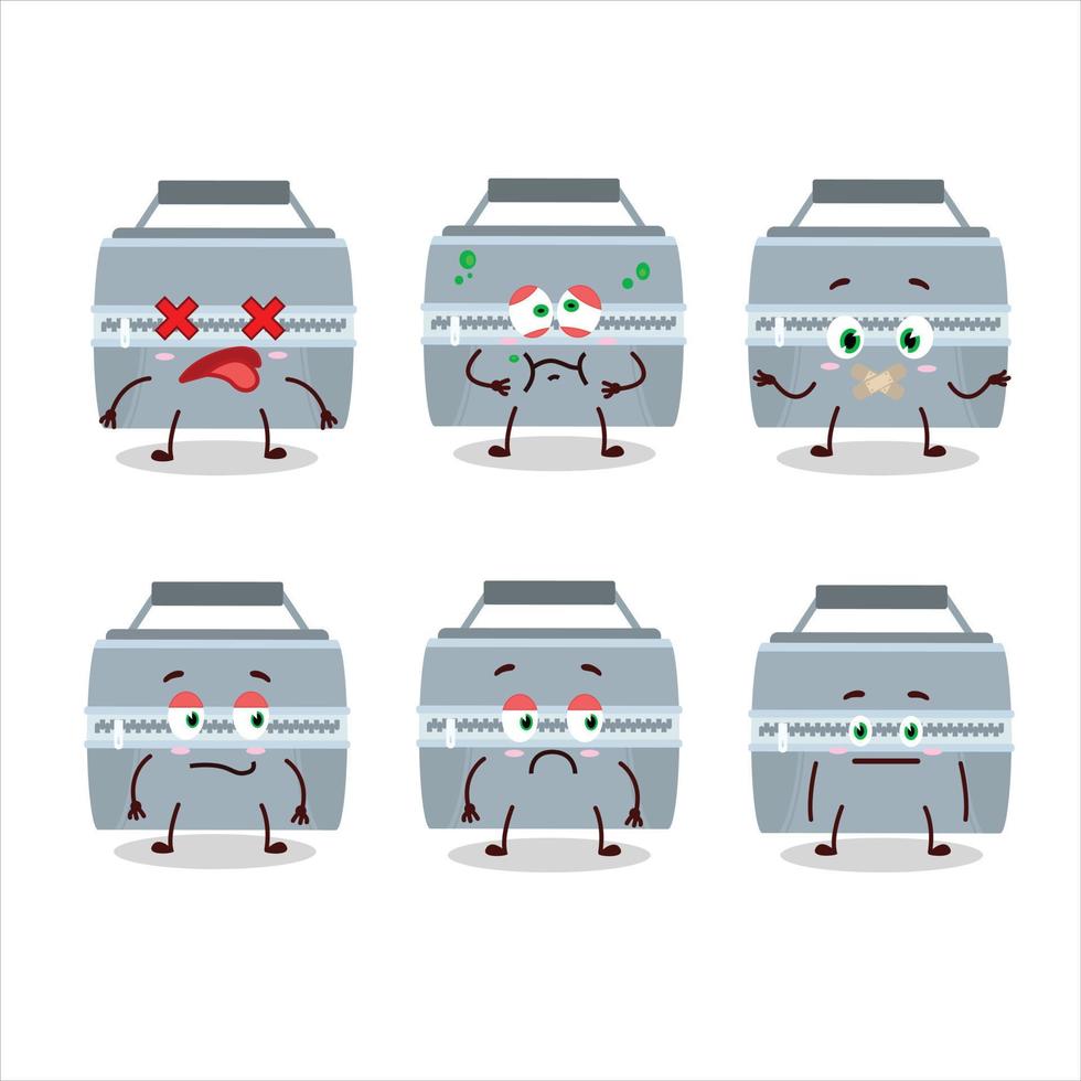 Grey lunch box cartoon character with nope expression vector