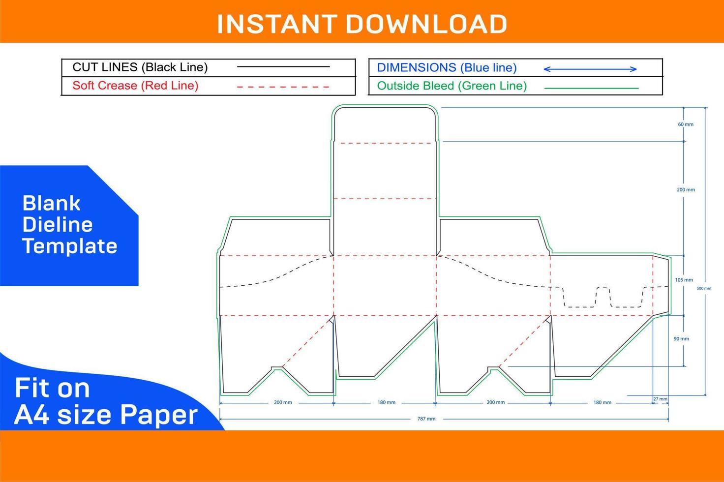 Pop box dieline template and 3D vector file, easily editable and resizable Blank dieline template