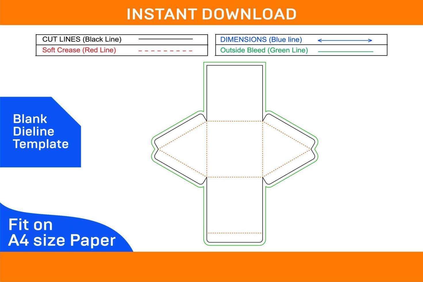 triángulo acanalado comida caja o regalo caja dieline modelo y 3d vector archivo blanco dieline modelo