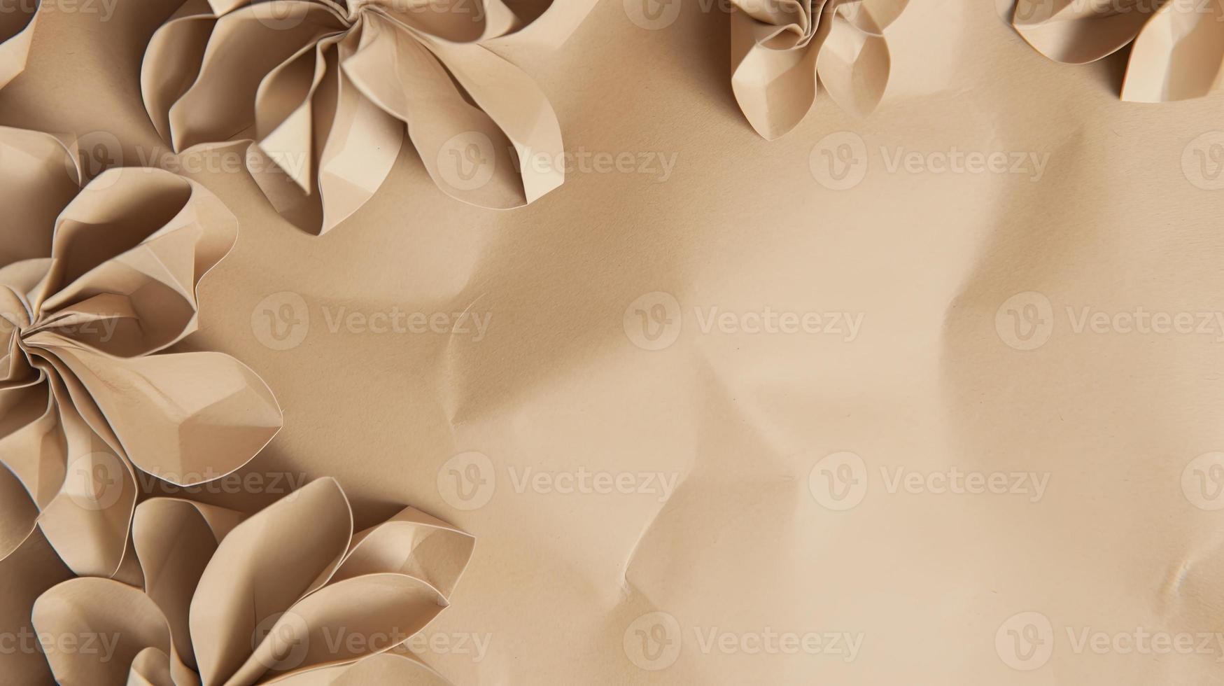 close up of crumpled brown paper texture background with copy space photo