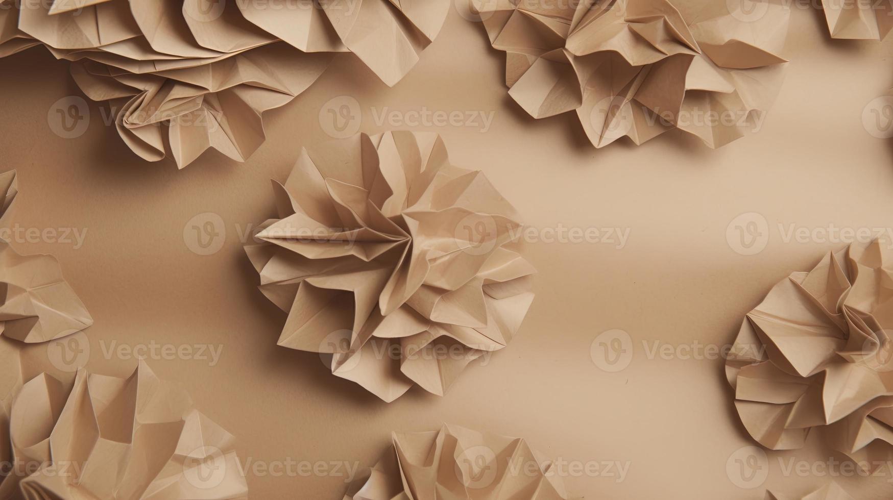 close up of crumpled brown paper texture background with copy space photo