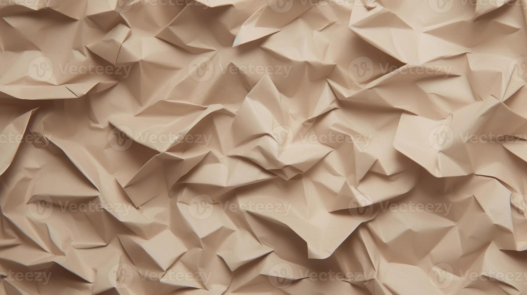 close up of crumpled brown paper texture background with copy space photo