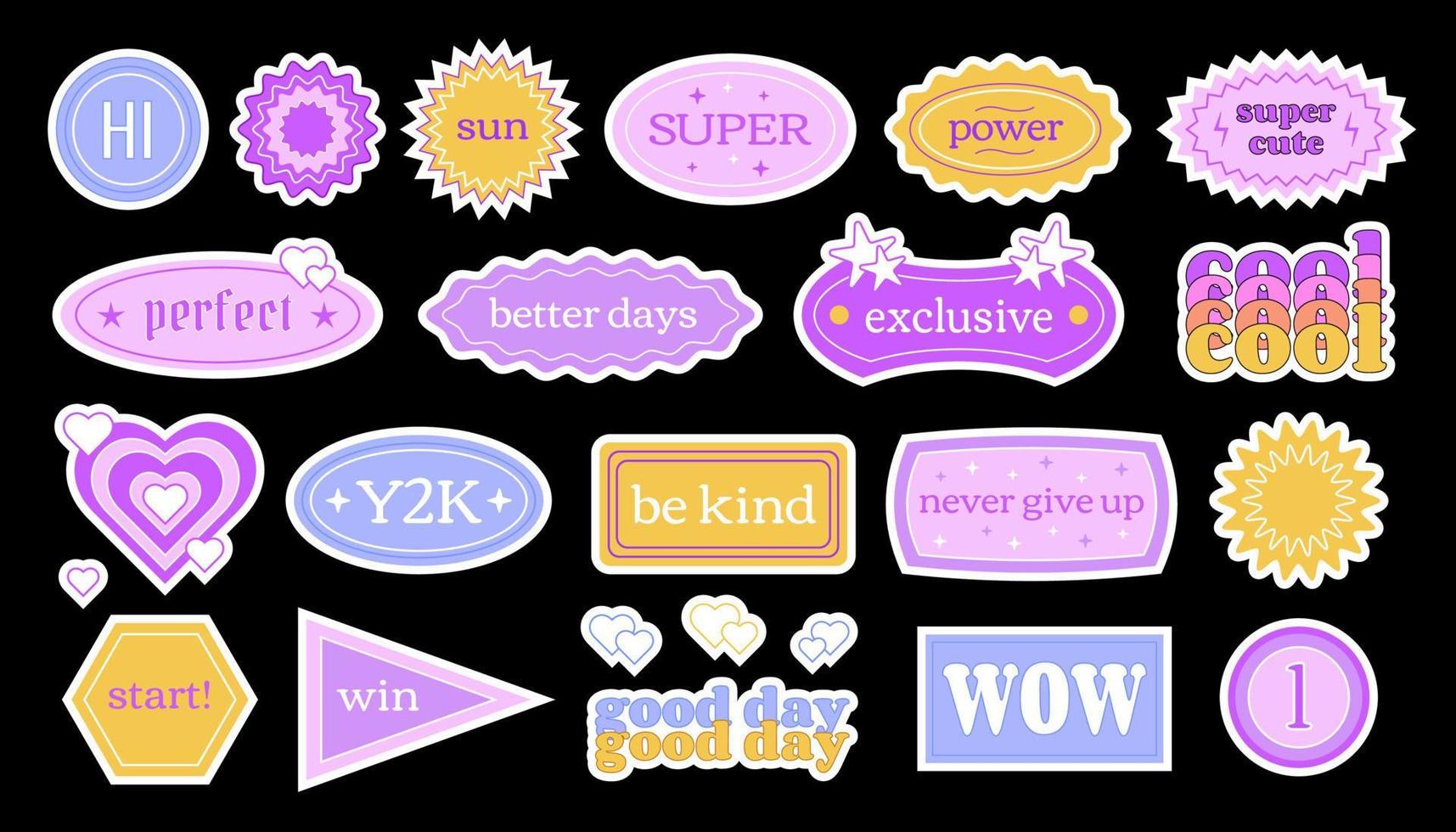 Y2K stickers with phrases JPG, PNG, EPS