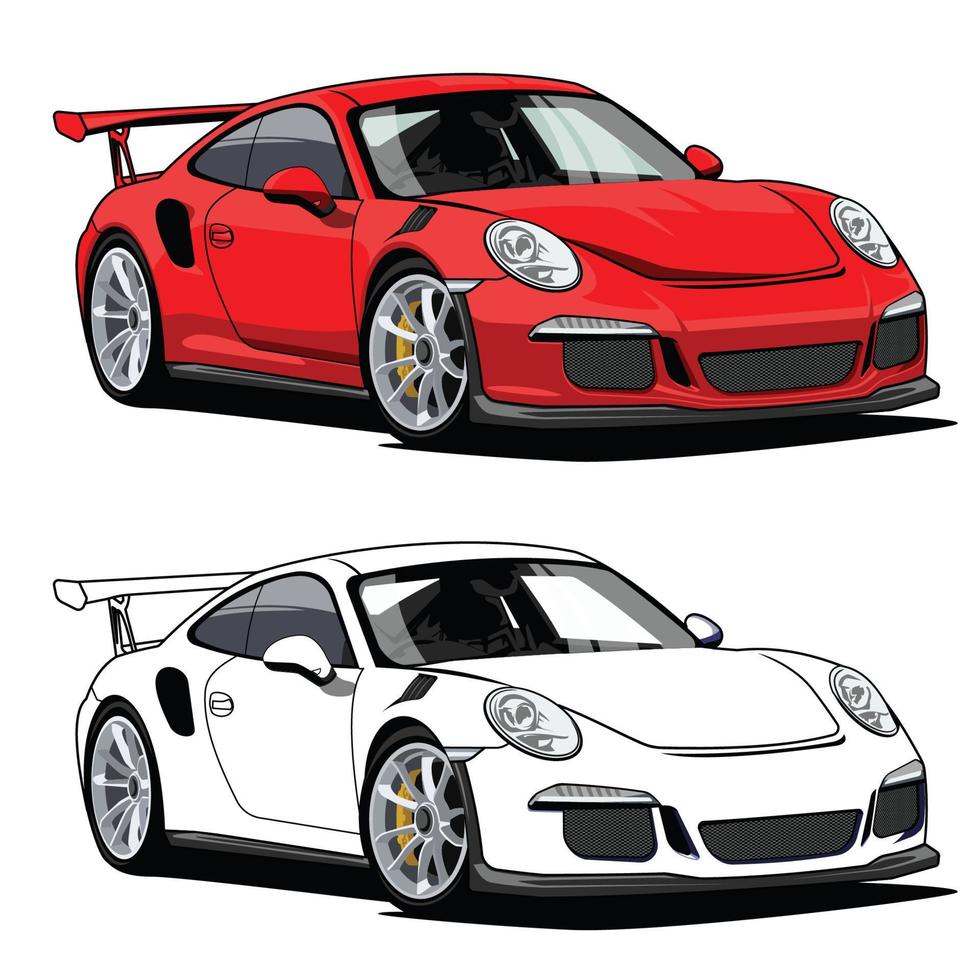 super car black and white vector