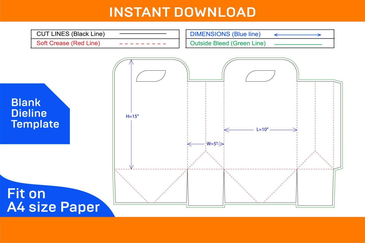 Shopping bag or carry bag design dieline template and 3d vector file Blank dieline template