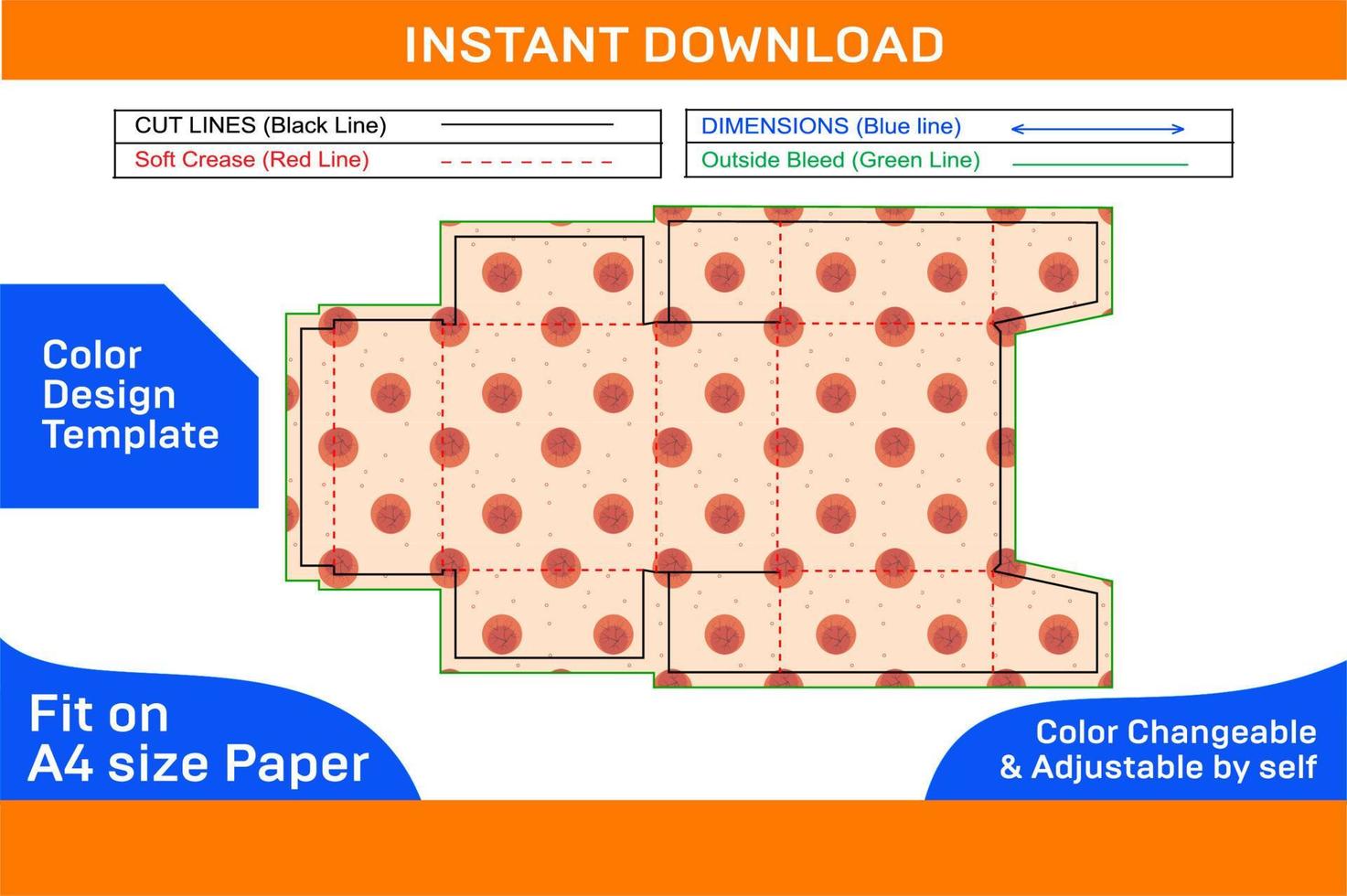 Shipping cardboard cartoon box die cut template and 3d box design Color Design Template vector