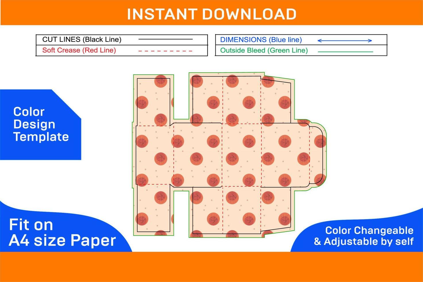 Creative Indestructo Mailer box dieline template and 3D box design vector file Color Design Template