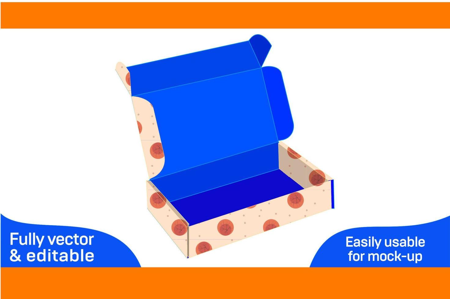 RETFD or Roll end front tuck with dust flap box dieline template and 3D box design3D box vector