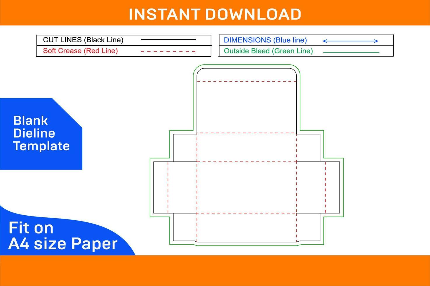 Folding corrugated carton box dieline template and 3D box design Blank dieline template vector