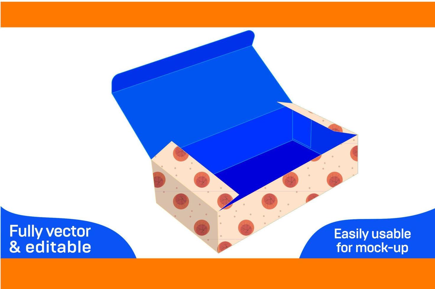 Folding corrugated carton box dieline template and 3D box design3D box vector