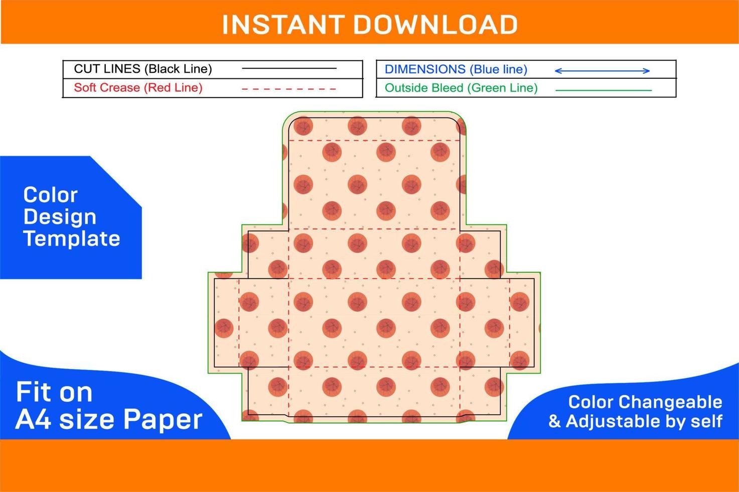 Folding corrugated carton box dieline template and 3D box designColor Design Template vector