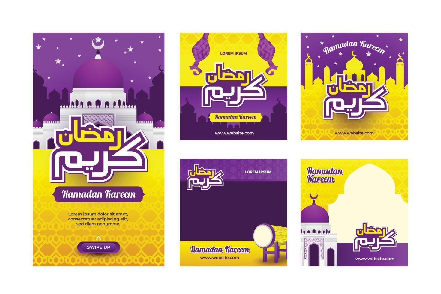 Colorful Ramadan Kareem Instagram Template vector