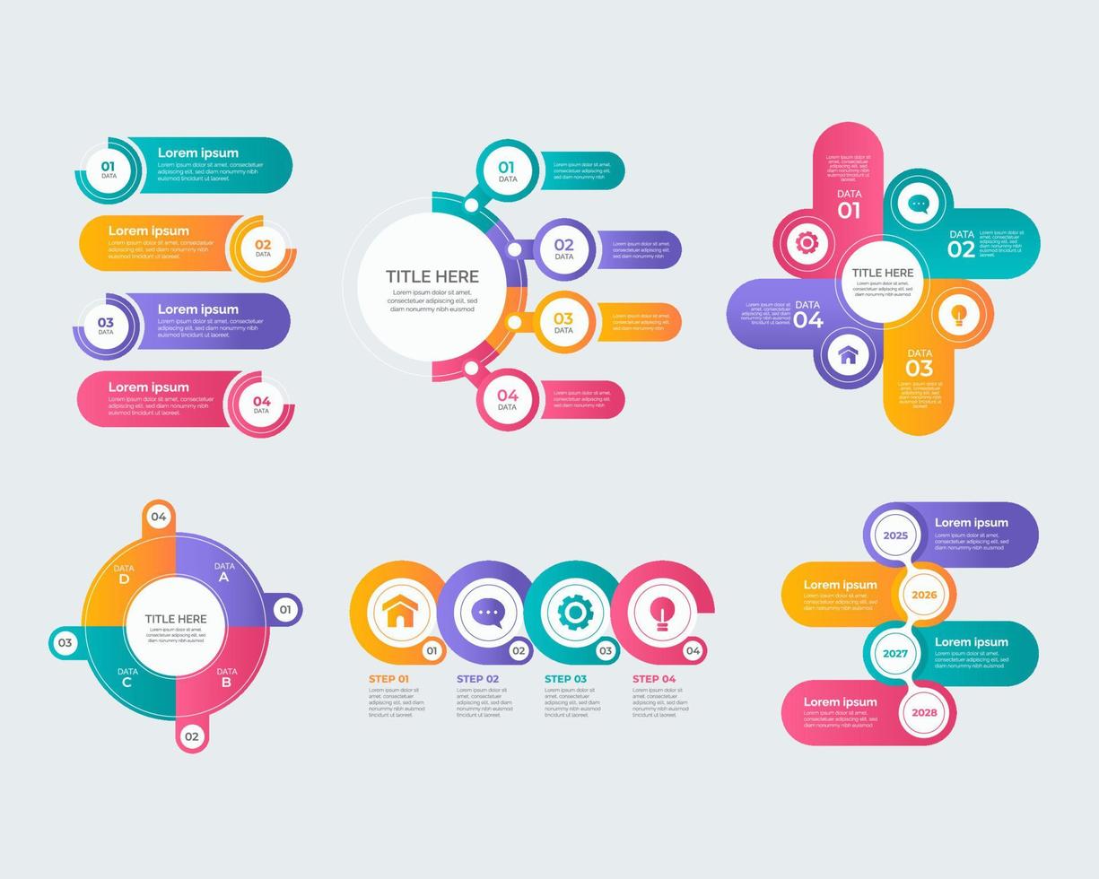 colorido conjunto de elementos de infografía vector